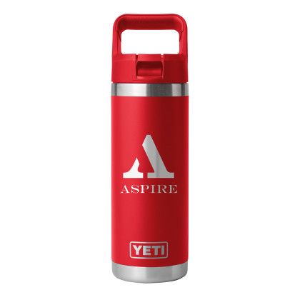Custom YETI Rambler 18 oz. Water Bottle with Color-Matched Straw Cap - Red Rescue 