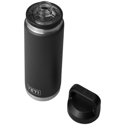 Custom YETI Rambler 26 oz. Water Bottle with Chug Cap - Black Open Cap View
