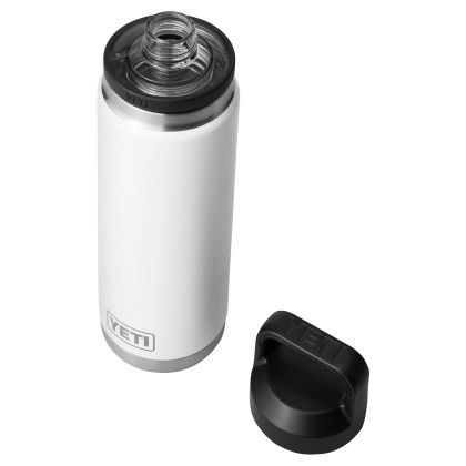 Custom YETI Rambler 26 oz. Water Bottle with Chug Cap - White Open Cap View