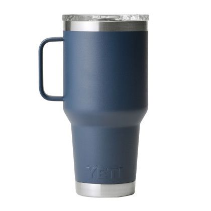 Custom YETI Rambler 30 oz. Travel Mug with StrongHold Lid - Blue Navy Back View