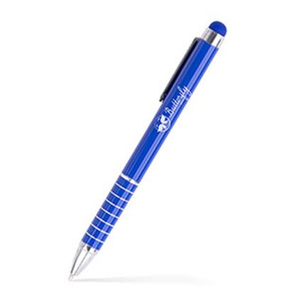 Custom Beverly Stylus Twist Metal Pen - Blue 