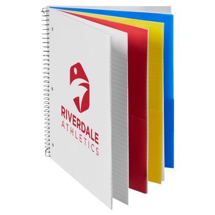 Custom Team 365 5-Subject Spiral Notebook - White Side View