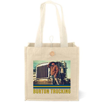 Custom Aurora Cotton Tote - Full Color - Natural With Handle 