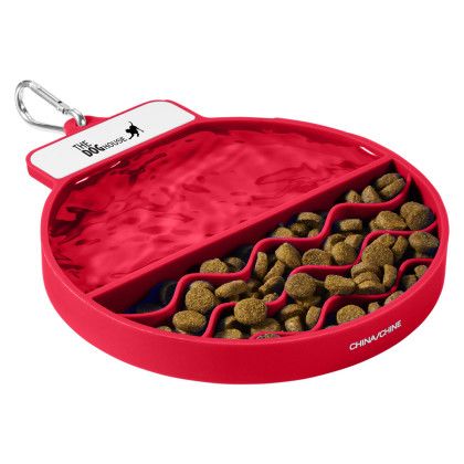 Custom Travel Pet Feeder Suction Mat - Red
