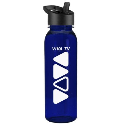 Custom Flip Straw 24 oz Outdoors Water Bottle - Transparent Navy 