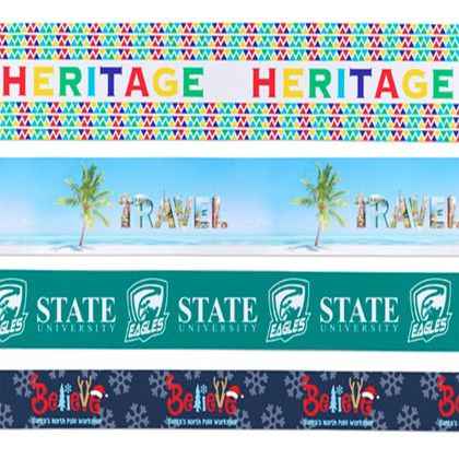 Custom 8" Badge Satin Ribbon - 50yd Roll Custom 8" Badge Satin Ribbon - 50yd Roll