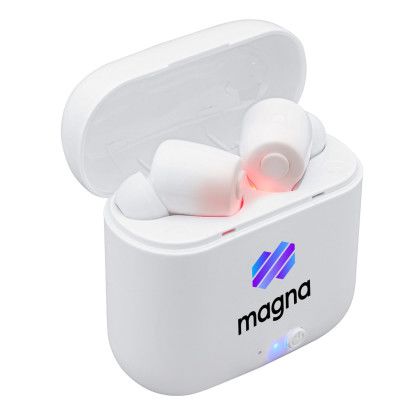 Custom Bytech True Wireless Earbuds - White Open Cap View