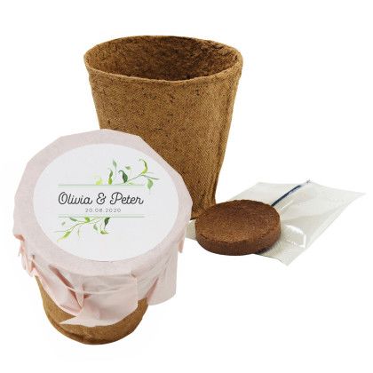 Custom Pink Growables Planter - Natural With Pink Front View