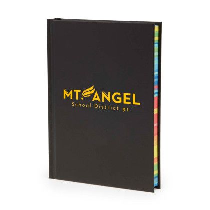 Custom Spectrum Notebook w/Rainbow Edge Pages - Black Rainbow Front view