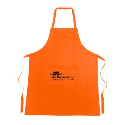 Custom Cotton Apron with Logo - Orange Custom Cotton Apron with Logo - Orange