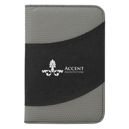 Custom Non-Woven 5" x 7" Bubble Padfolio - Gray With Black Custom Non-Woven 5" x 7" Bubble Padfolio - Gray With Black