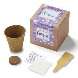 Custom Purple Garden of Hope Planter in Kraft Gift Box - Natural with Purple