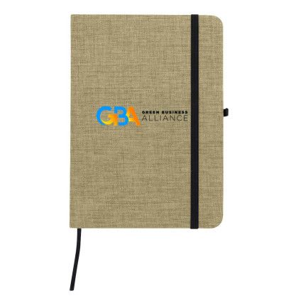 Custom Full Color RPET Heathered Journal with pen loop - olive