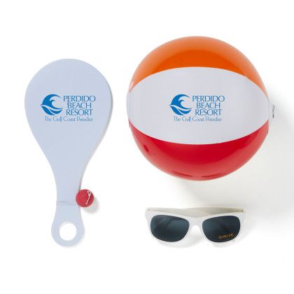 Custom Outdoor Paddle ball Kit - White/Multicolor 