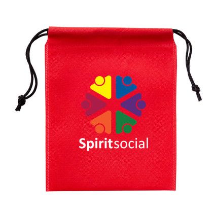 Custom Full Color Non-Woven Drawstring Pouch - Red 