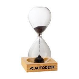 Custom Magnetic Sand Timer/Hourglass - Wood Base with Clear Hourglass
