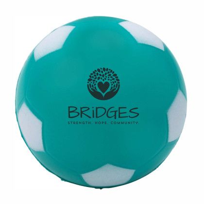 Custom Soccer Ball Stress Reliever - Teal with white