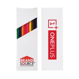 Custom Eight-Color 7" Wooden Pencil Set in White Box - White Front and back view