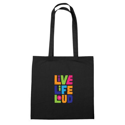 Custom Full Color 4 oz. Cotton Tote Bag - Black Custom Full Color 4 oz. Cotton Tote Bag - Black