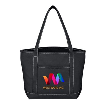 Custom Full Color Medium Starboard Cotton Canvas Tote Bag - Black