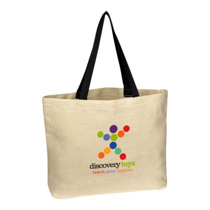 Custom Full Color Natural Cotton Canvas Tote Bag - Natural with black