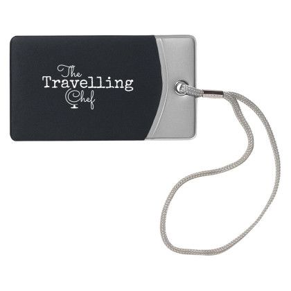 Custom Two Tone Luggage Tag - Black With Silver Custom Two Tone Luggage Tag - Black With Silver