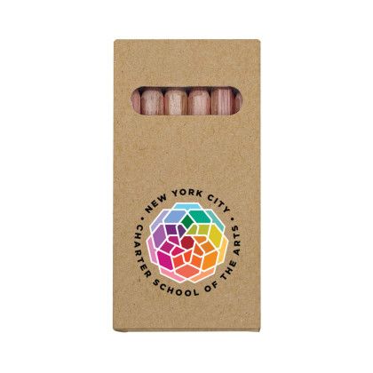 Custom Full Color Six Color Wooden Pencil Set in Box - Brown Kraft  