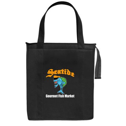 Custom Full Color Non-Woven Insulated Tote Bag - Black Custom Full Color Non-Woven Insulated Tote Bag - Black