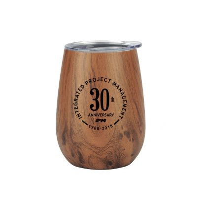 Custom 10 oz. Stainless Steel Lined Vacuum Wood Wine Tumbler 