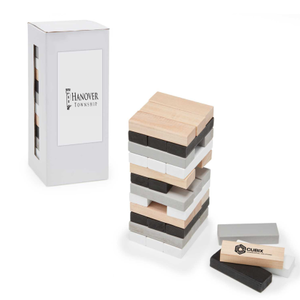 Custom Towering Wooden Blocks - White Box With Blocks Custom Towering Wooden Blocks - White Box With Blocks