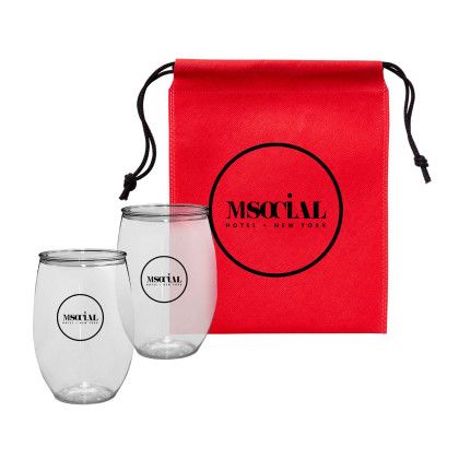 Custom Wine Tumbler Gift Set - Red 
