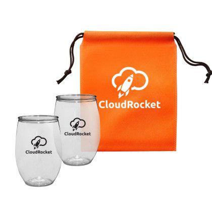 Custom Wine Tumbler Gift Set - Orange 