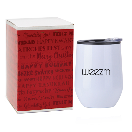 Custom 10 oz. Stainless Steel Lined Vacuum Wine Tumbler - White Packaging View Custom 10 oz. Stainless Steel Lined Vacuum Wine Tumbler - White Packaging View