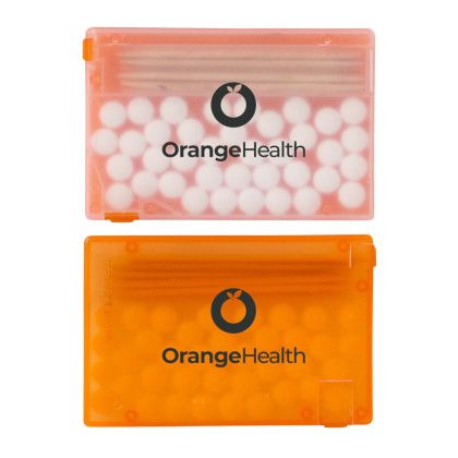 Custom Biz Card Mints & Picks - Frost White/Translucent Orange 
