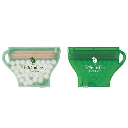Custom Coffee Cup Mints & Picks - Frost/Translucent Green Custom Coffee Cup Mints & Picks - Frost/Translucent Green