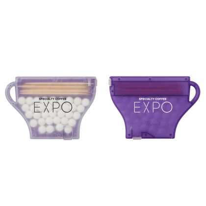 Custom Coffee Cup Mints & Picks - Frost/Translucent Purple Custom Coffee Cup Mints & Picks - Frost/Translucent Purple