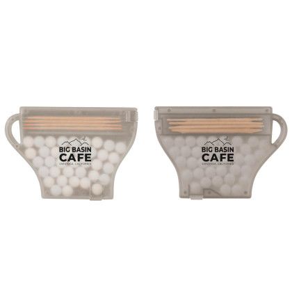 Custom Coffee Cup Mints & Picks - Frost/Translucent Smoke Custom Coffee Cup Mints & Picks - Frost/Translucent Smoke