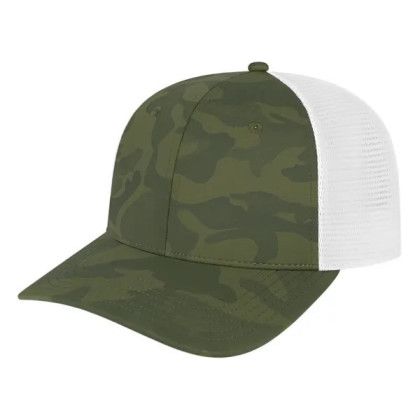 Custom Poly Camo Mesh Back Cap - Green/White