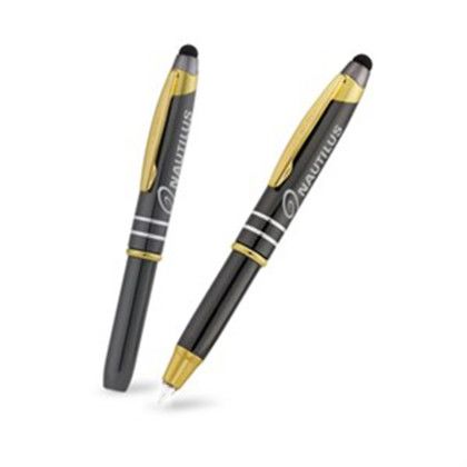 Custom Flashight and Stylus Metal Pen - Gunmetal