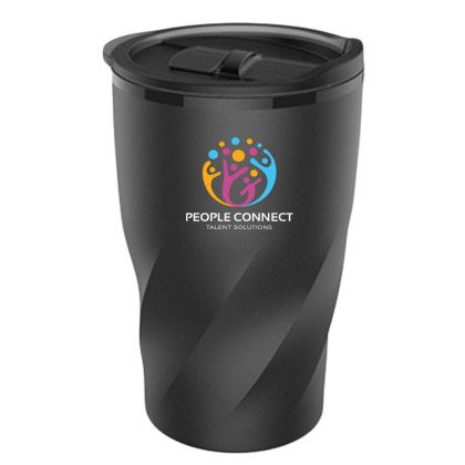 Custom Full Color 14 Oz Stainless Steel Twisting Tumbler with lid - Black/smoke grey
