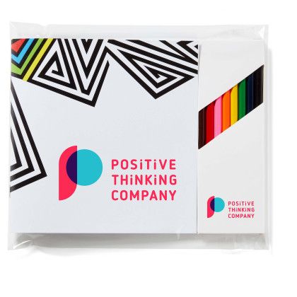 Custom Shapes Adult Coloring Book & 8-Color Pencil Set - White Custom Shapes Adult Coloring Book & 8-Color Pencil Set - White