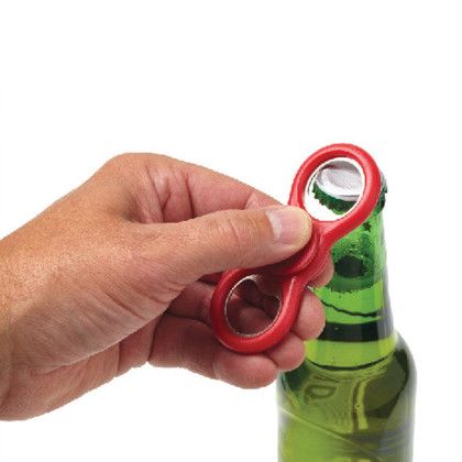 Custom Two-Way Fidget Spinner Bottle Opener - Red In Use 