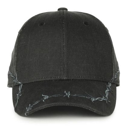 Custom Barbed-wire Embroidery Solid Back - Black