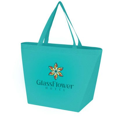 Custom Full Color Non-Woven Shopper Tote - Teal Custom Full Color Non-Woven Shopper Tote - Teal