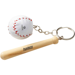 Custom Baseball Bat/Ball Keychain - Natural/White