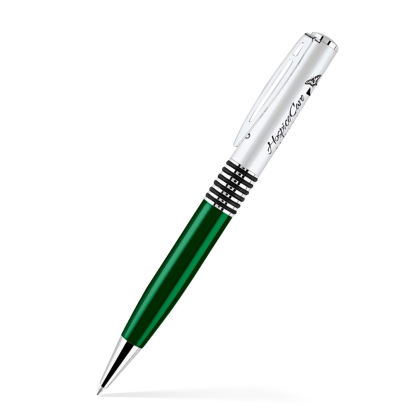 Custom Satin Chrome Ballpoint Twist Metal Pen - Translucent Green 