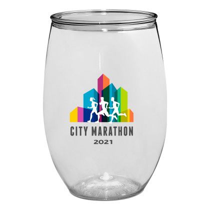 Custom Full Color PET 16 oz. Stemless Wine Glass - Clear 