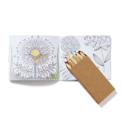Custom Full Color Flowers Adult Coloring Book & 6-Color Pencil Set - Kraft Brown Inside View Custom Full Color Flowers Adult Coloring Book & 6-Color Pencil Set - Kraft Brown Inside View