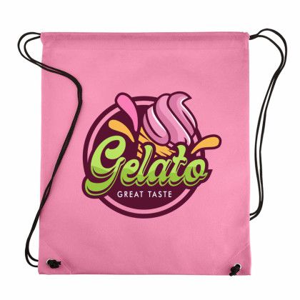 Custom Full Color Non Woven Drawstring Bag - Pink 