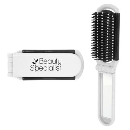 Custom Folding Brush & Mirror - White